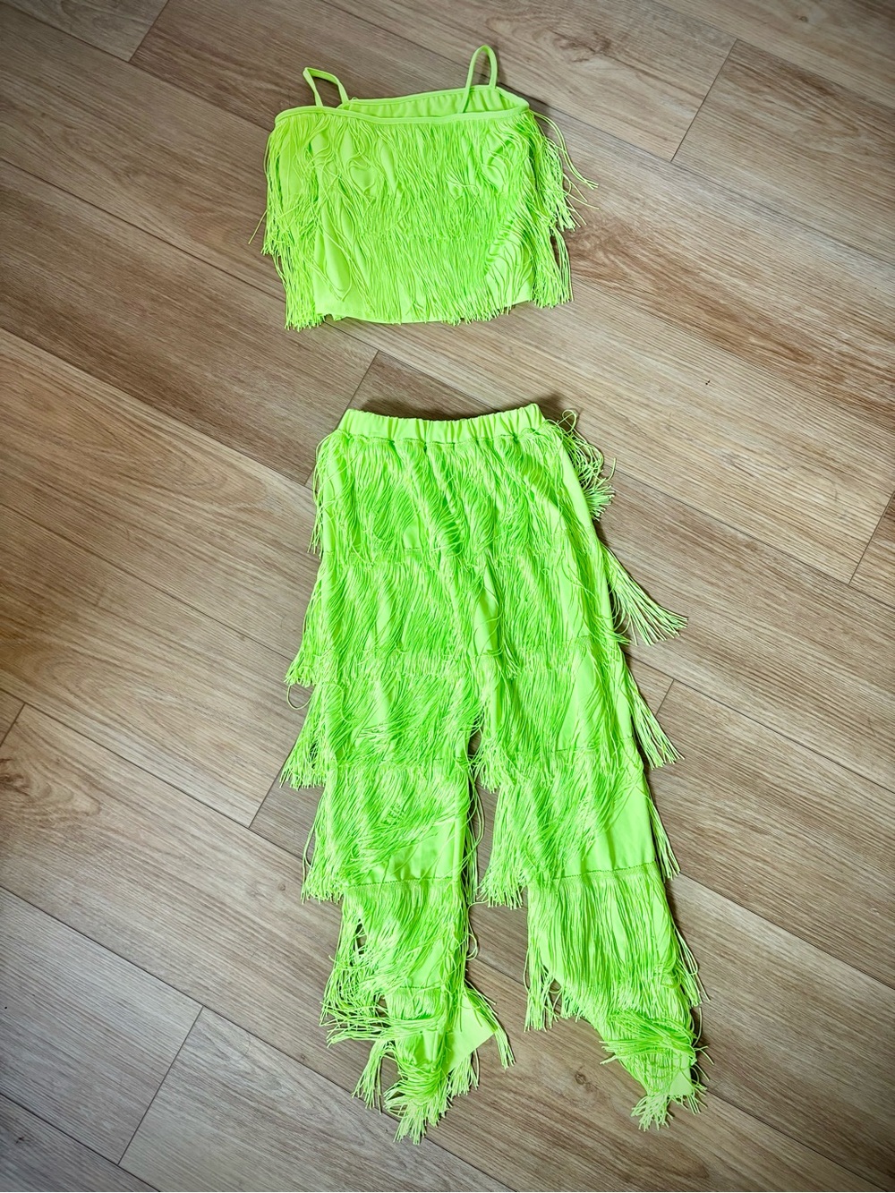 Neon Fringe Two-Piece Set - Vibrant Lime